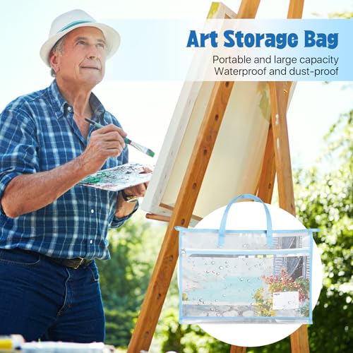 4 Pcs A3 Project Bag, Craft Storage Organizer for Quilters, Clear Mesh Sew Project Bag with Handles, Zipper Storage Bag for Art Craft, Wearable Craft, Teaching Material