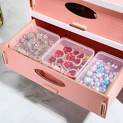 Jetec 6 Pieces Small Clear Plastic Storage Box, 2.1 x 2.1 x 0.8 Inch - size: 2.1 x 2.1 x 0.8 Inch