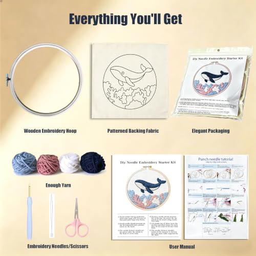 AohaiNova Punch Needle Kit for Adult Beginners,Punch Needling Set Daisy - color: 09-Colorful Daisy