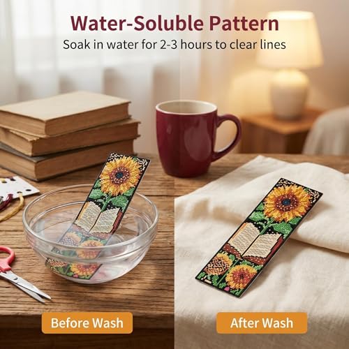 Mushroom Flowers Counted Cross Stitch Bookmark Kit for Adults Beginners - color: SQJ005-01