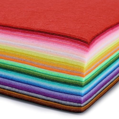 Thin Felt Fabric Sheets, Assorted Colors Stiff Felt Sheets for Crafts DIY Patchwork Sewing Projects Decoration (Stiff 66 Colors, 8"×12") - color: Stiff 66 Colors, size: 8 x 12 inches
