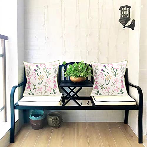 Set of 2 Embroidered Decorative Throw Pillow Covers Couch Square Pillowcases Cushion for Bedroom Sofa Farmhouse Decor 18x18 Inch (Gecko Flower) - color: Gecko Flower