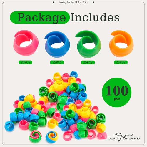100pcs 4 Colors Thread Spool Huggers Silicone Bobbin Spool Savers No Loose Ends for Sewing Embroidery Machine Thread Spools Organizing - color: 4color100pcs-yuan