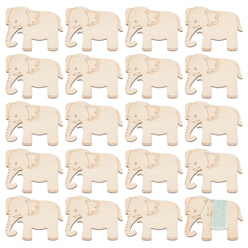 BENECREAT 20Pcs Wooden Animals Floss Bobbins, Elephant Shaped Cross Stitch Bobbin Embroidery Thread Cards Winding Plate for DIY Sewing Storage Tool, 2.3x1.8Inch - size: 2.3*1.8*0.13 Inch