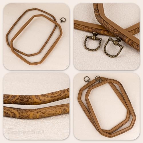 Framendino, 3 Pack Imitated Wood Embroidery Hoop Frame Cross Stitch Hoops Rectangle for Display Sewing Craft Hanging - size: 10" x 7"