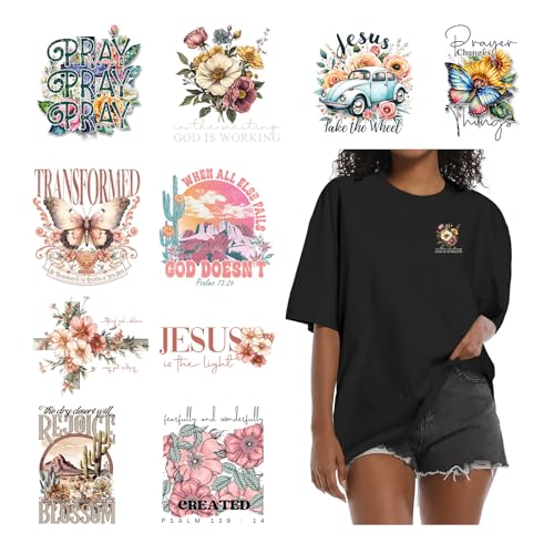 10PCS Blossom Mountain Butterfly Designs Jesus Iron On Transfer Patches - style: YS002