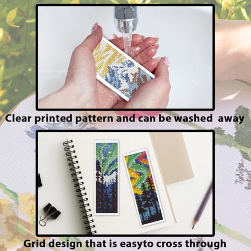 ACRNIGHEET 6PCS Cross Stitch Bookmark Kit for Beginner Stamped Cross Stitch Kits for Adults Nordic Landscapes DIY Embroidery Bookmark Kits Needlepoint Kit with Instructions Craft Gift 8.5''x3'' 11CT - style: Landscape Patterns 3