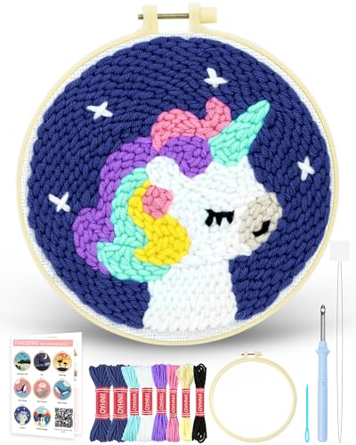 FIVEIZERO Yarn Punch Needle Craft Kit for Beginners,Unicorn Needle Punch Kit - color: Unicorn