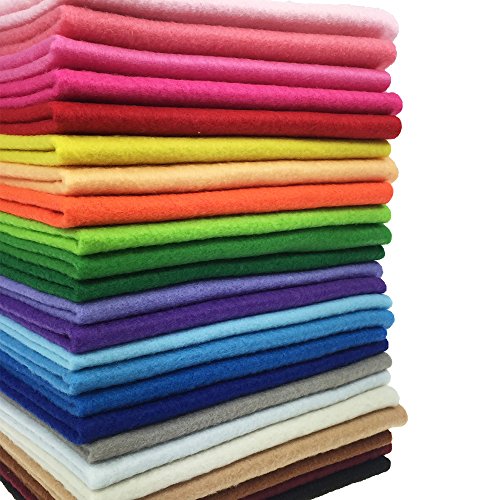 24pcs Thick 1.4mm Soft Felt Fabric Sheet Assorted Color Felt Pack DIY Craft Sewing Squares Nonwoven Patchwork (20 * 20cm) - size: 20*20cm