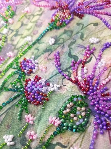 Wizardi Bead Embroidery Kit - Cornflowers in the Field. Colorful Beads, Beading Needles. DIY Kit. Embroidery for Beginners. Home Decor. AB-882 Abris Art - color: Cornflowers in the field