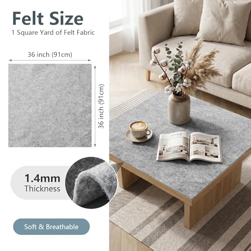 Gray Soft Felt Sheet 36'' X 36'', 1.4mm Large Felt Fabric Sheet for Crafts - color: Gray