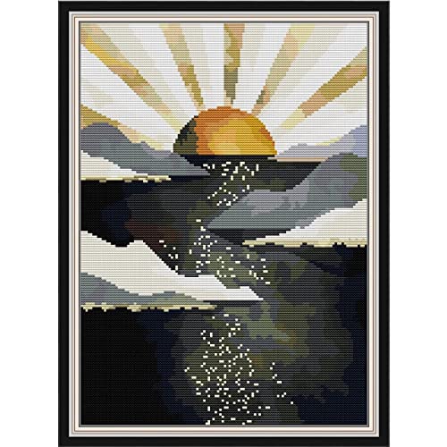Svarog Stamped Cross Stitch Kits Beginners Full Range of Embroidery Patterns Starter Kits for Adult or Kids DIY Cross Stitches Needlepoint Kits 14CT-Sunrise 11.8x15.75 inch - color: sunrise 11.8x15.75 inch