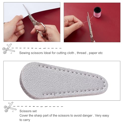 SUNNYCLUE 1Pcs 2 Styles Eiffel Tower Sewing Scissors Cover Stainless Steel Vintage Embroidery Scissors with Imitation Leather Sheath for Art Work Fabric Paper Cutting Craft Threading Household Daily - color: Light Gold-1pc-tower Scissors With Cover
