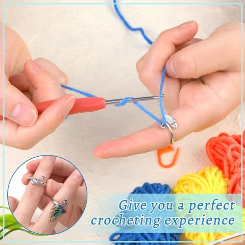 11 Pcs Crochet Ring Adjustable Knitting Tension Rings Crochet Ring - color: Silver - 11 Pcs