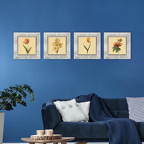 XUANLUO 5x5 Picture Frames Set of 4,Rustic Retro Photo Frame(White) - color: White-4pcs, size: 5 x 5 inch