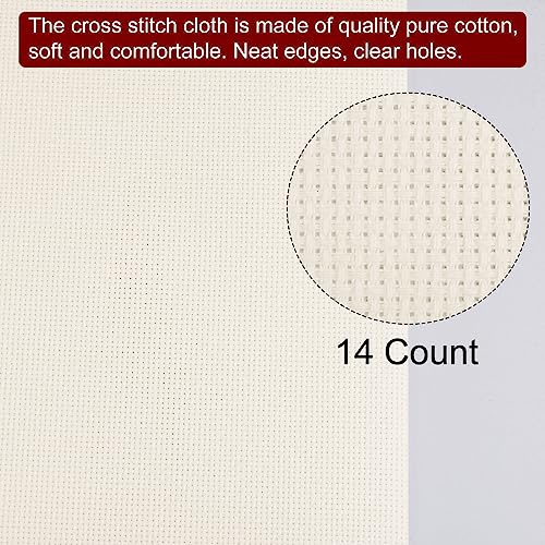 HARFINGTON 14 Count Cross Stitch Cloth Fabric 20 by 28 in Beige White - color: Beige White, size: 14 Count