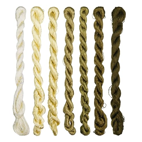 Natural 100% Silk Thread, Handmade Embroidery Thread Silk Floss 7 Colors 110m Each (18) - color: 18