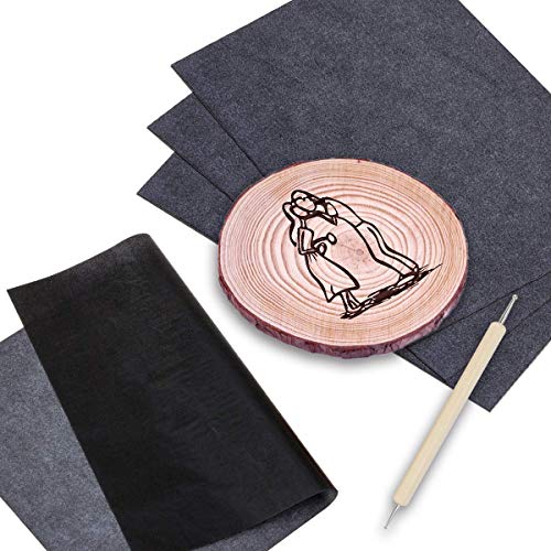 200 Sheets Transfer Tracing Paper Carbon Graphite Paper and 5 Pcs Embossing Styluses Stylus Dotting Tools, Metal, Glass, Carving, DIY Wood Burning Transfer Craft
