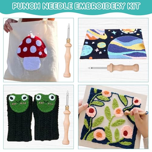 30Pcs Punch Needle Kit - Complete for Needle Punching - Includes 11 Different Size Punch Needle Tools,Perfect for DIY Craft Decoration&Gift