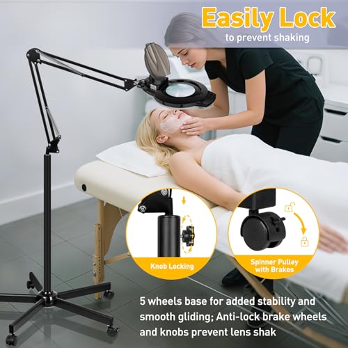 2200 Lumens Mag Lamp for Estheticians, 2-in-1 Magnifier Floor Light - color: Black