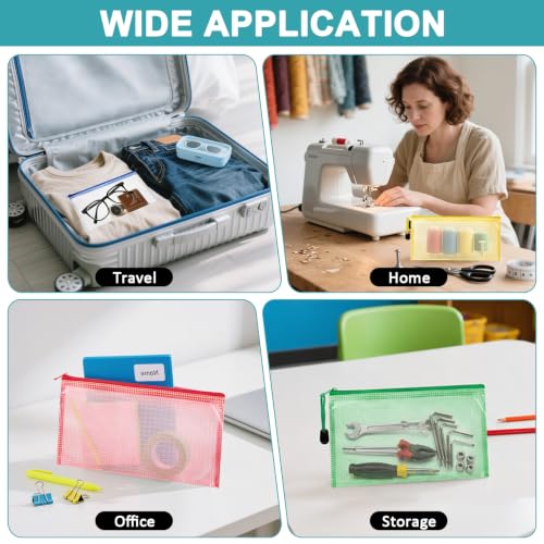 MAQIHAN Mesh Zipper Pouch Bags - A6 Small Zipper Pouch, 4.7 x 9.3 Inch - size: 4.7 x 9.3 Inch