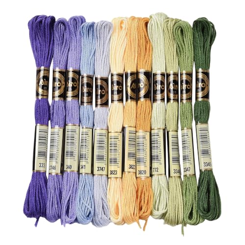 12 Skeins Purple Green Embroidery Floss Threads for Sewing Making - color: Winter Colors