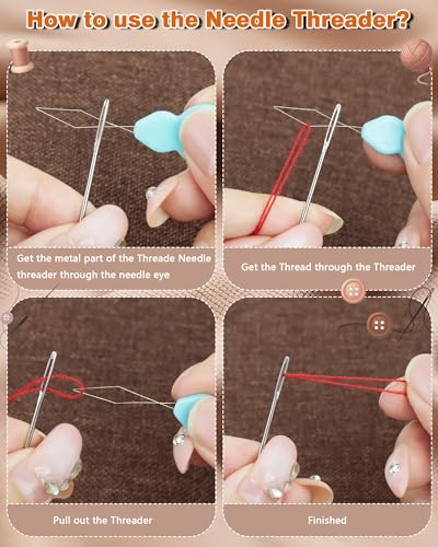 FIVEIZERO 80 PCS Large Eye Sewing Needles, Two 7 Sizes Sewing Sharp Needles, Leather Needle Embroidery Thread Needle, Stainless Steel Yarn Knitting Needles with Threaders for Handsewing Art Crafts - color: Silver 80PCS