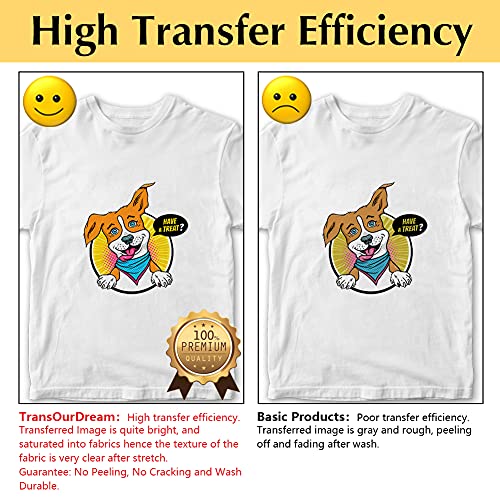 TransOurDream Iron on Heat Transfer Paper for Light Fabric (100 Sheets, 8.5x11) Iron-on Transfers Paper for White and Light T-Shirts Printable Heat Transfer Vinyl for Inkjet Printer (TRANS-L1-1-100) - color: Light, size: 100 Sheets