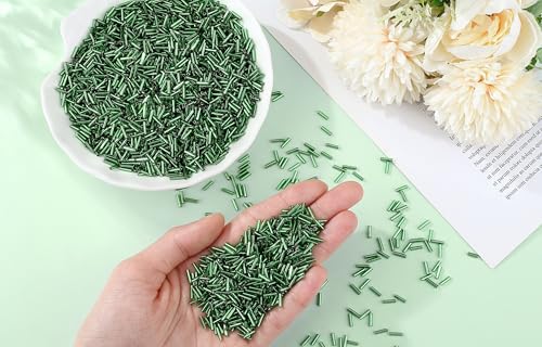 XIANNVXI 3000pcs Green Glass Bugle Beads - color: Dark Green