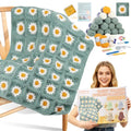Coopay Crochet Kit for Beginners, Easy Granny Square Crochet Blanket Kit - color: Green - Daisy