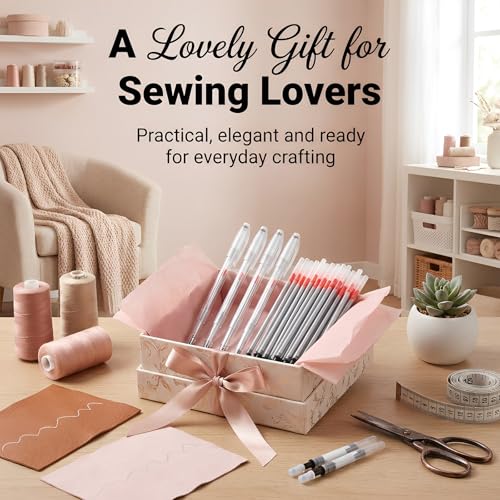54 Pcs Leather Marking Pen Silver Fabric Markers Pens Temporary Clothes Marking Pens 4 Pcs Pen with 50 Pc Silver Leather Markers Refills for Sewing DIY Dressmaking Quilting Supplies