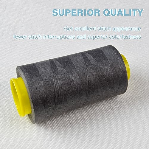 Dark Gray Serger Thread, All-Purpose Thread for Sewing, Polyester, 4 Cones of 3000 Yards Each Spool for Sewing Machine - color: 4 dark gray