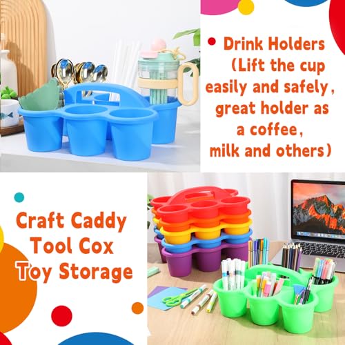 6 Pack Classroom Caddy Organizer with Handle, 6 Compartments, Colorful - color: Colorful
