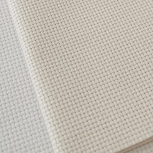 KCS 12" x 59" 18CT Counted Cotton Aida Cloth Cross Stitch Fabric (Antique White) - color: Antique White