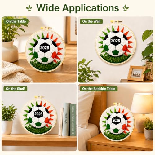 ZMYORAH Punch Needle Kit for Beginners Adults, Soccer Ball Embroidery Punch Needle Starter Craft Kits, 2026 DIY Football Sport Punch Stitch Kit Sports Theme Kit for Home Decor & Craft Gift 20x20cm