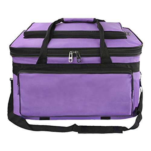 Starsouce Large Capacity Art Supply Organizer Tote Bag – Padded Craft Storage with Adjustable Shoulder Strap, Foldable Travel Caddy for Brushes, Markers, Sketchbook, Watercolor Palette & More - color: Purple