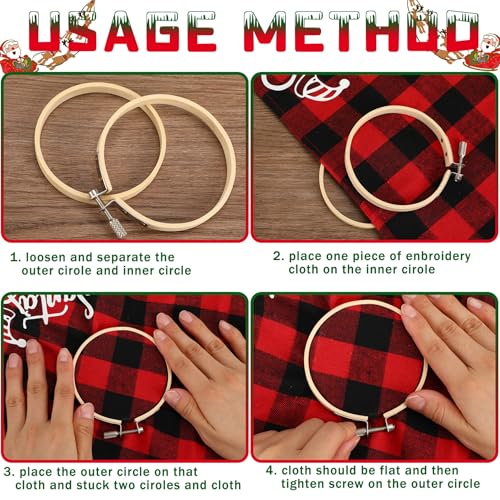 FEBSNOW 16Pcs 3 Inch Embroidery Hoops Adjustable Circle Cross Stitch Ring - style: 3 Inch