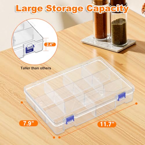 2 Pack 10 Grids Clear Organizer Box with Dividers, 11.7 x 7.9 x 2.4 in - color: 2 Pack, size: Large 10 Grids(11.7 x 7.9 x 2.4 inch)