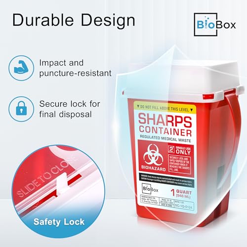 Sharps Container - Small Sharps Containers for Home Use, Travel & Disposal - size: 1 Quart