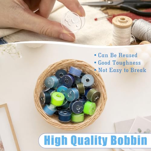 120 Pcs Pre-Wound Bobbins Sewing Thread 120 Colors (Blue) - color: Blue