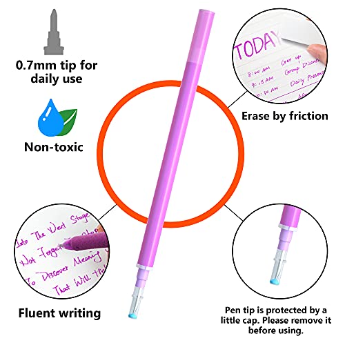 Vanstek 22 Assorted Colors Erasable Pen Refills, Gel Ink Refills Compatible with Erasable Pens, Fine Point 0.7 mm, Perfect for Writing Planner & Crossword Puzzles - color: 22 Colors Refills