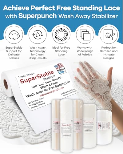 Superpunch Stitch and Rinse Tear Away Stabilizer, 1.7 oz, 11.5 in x 10 yd - size: 11.5" x 10 yards roll