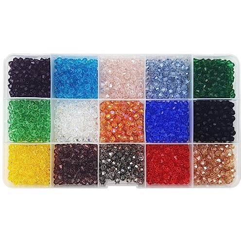 INSPIRELLE 2400pcs 4mm Bicone Beads Faceted Crystal Glass Briolette Beads - color: Transparent (AB) Colors
