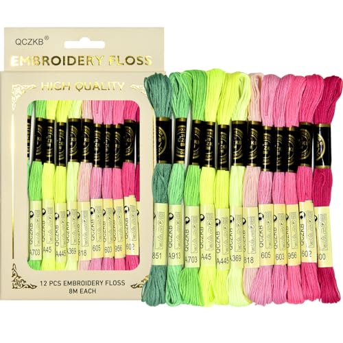 Premium Rainbow Color Embroidery Floss - Cross Stitch Threads - Friendship Bracelets Floss - Crafts Floss - 12 Skeins Per Pack Embroidery Floss,Rainbow Warm-Tone Mixed Color - color: Rainbow Warm-Tone Mixed Color