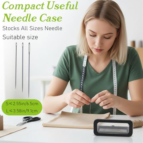 Magnetic Needle Case, Needle Case with Clear Acrylic Lid, Secure and Visible Sewing Pin Holder for Sewing, Quilting(Large)