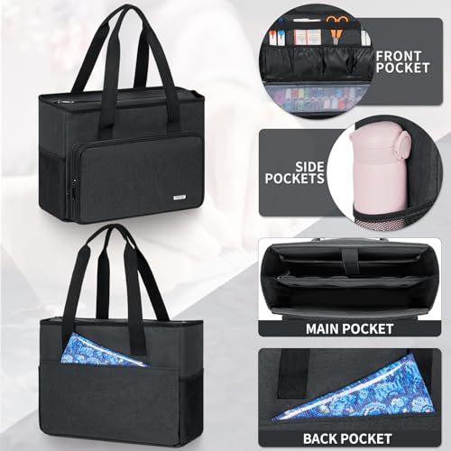 GMAK Embroidery Storage Bag, Embroidery Project Storage Carrying Tote Bag - color: Black