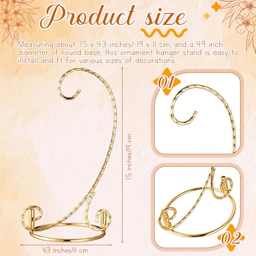 MorningRo 1 Pcs Ornament Display Stand 7.5" Metal Hook Christmas,Gold - color: Gold