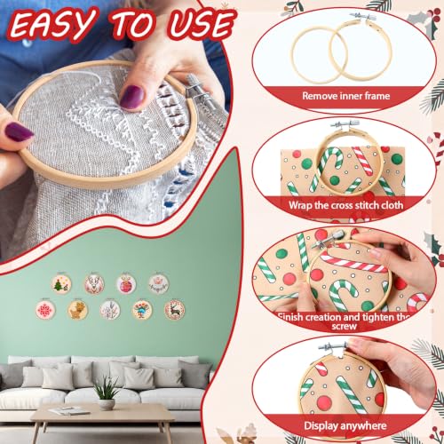 Beeveer 25Pcs Embroidery Hoops Christmas Craft, Red，White,Black,, 3 Inch - color: Red,White,Black, size: 3 Inch