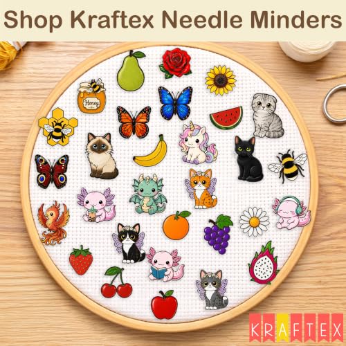 Kraftex Magnetic Needle Minder. Needleminder for Embroidery & Sewing. Cute Needlepoint Accessories. Magnetic Needle Holder for Cross Stitch. Cute Magnet Pin Gift - color: Flowers RSD