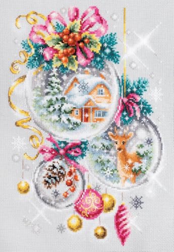 Wizardi Counted Cross-Stitch Kit A Christmas Fairy Tale 100-247 Magic Needle. Counted Cross Stitch for Beginners and Advanced - color: A Christmas Fairy Tale